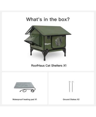 RoofHaus Heated Outdoor Cat Shelter – Olive Green