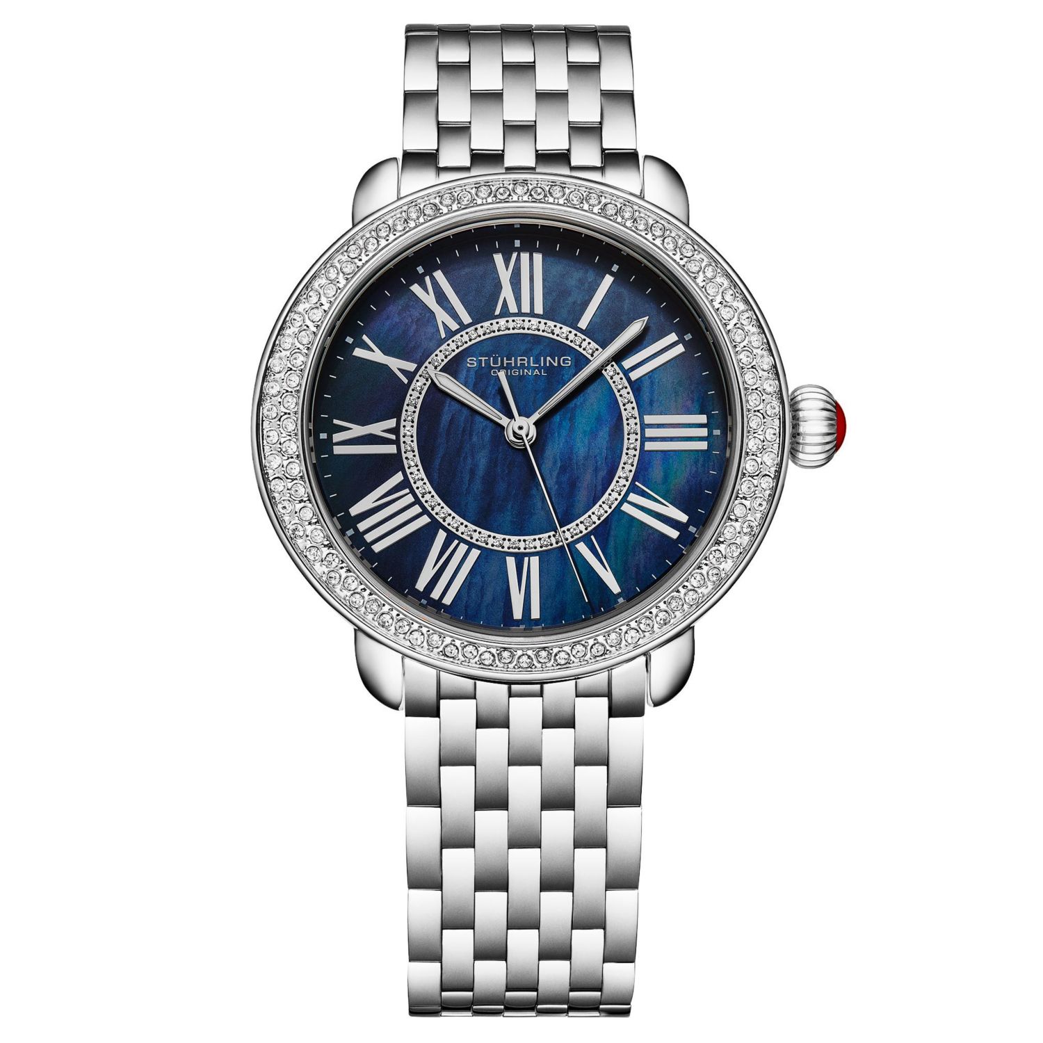 Regalia Women s 40mm Quartz Dress Watch - White Mother-of-Pearl Dial Crystal Bezel Stainless Steel Bracelet
