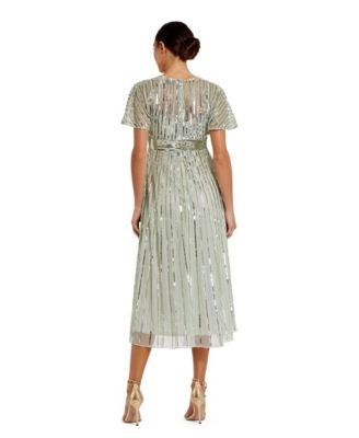 Women's Embellished Short Sleeve Empire Waist Dress