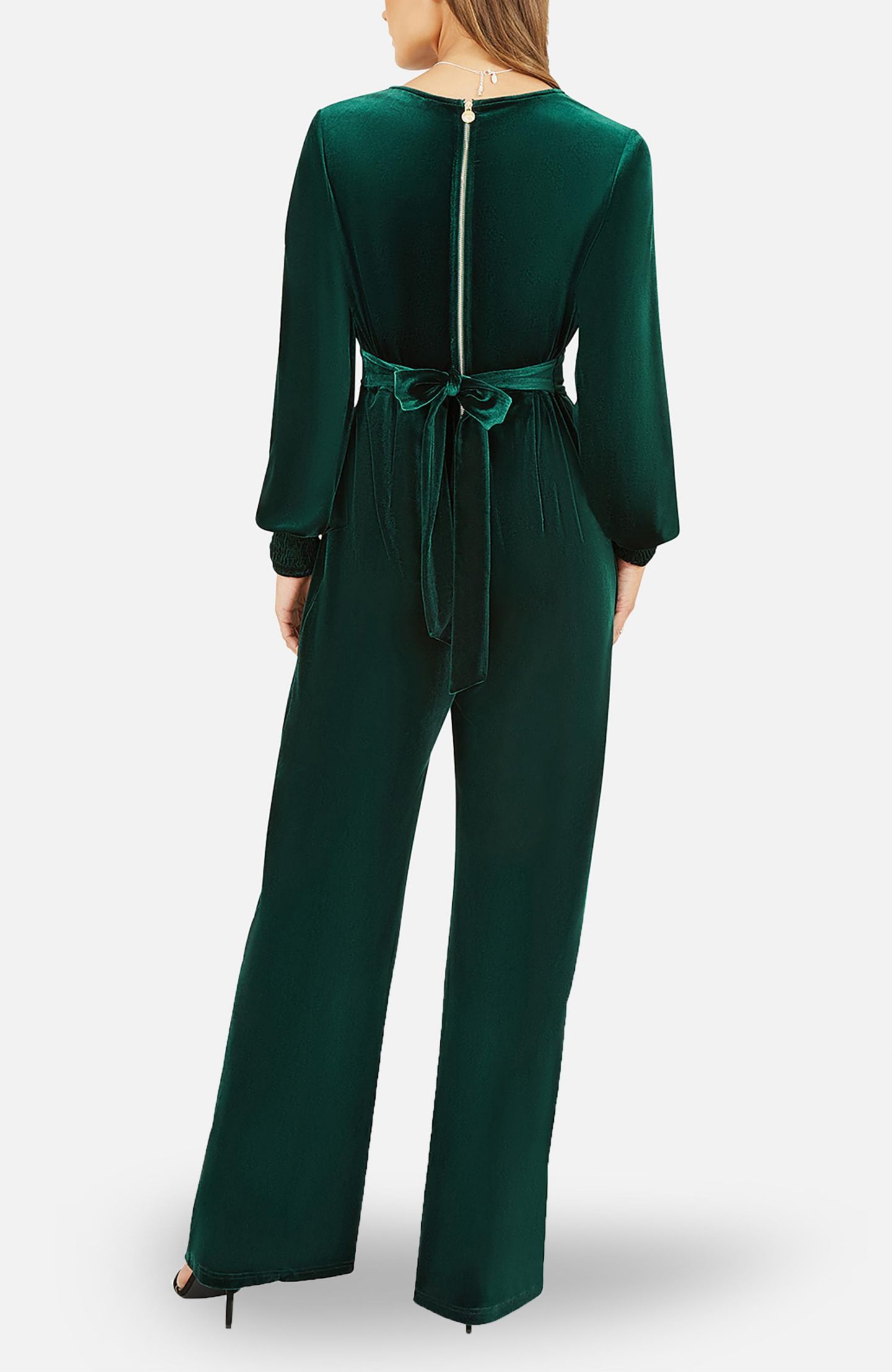 Женский комбинезон Yumi Velvet Long Sleeve Jumpsuit, цвет: Зелёный — фото 6
