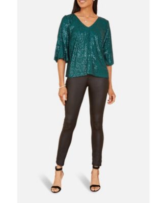 Women's Fluted Sleeve Sequin Top