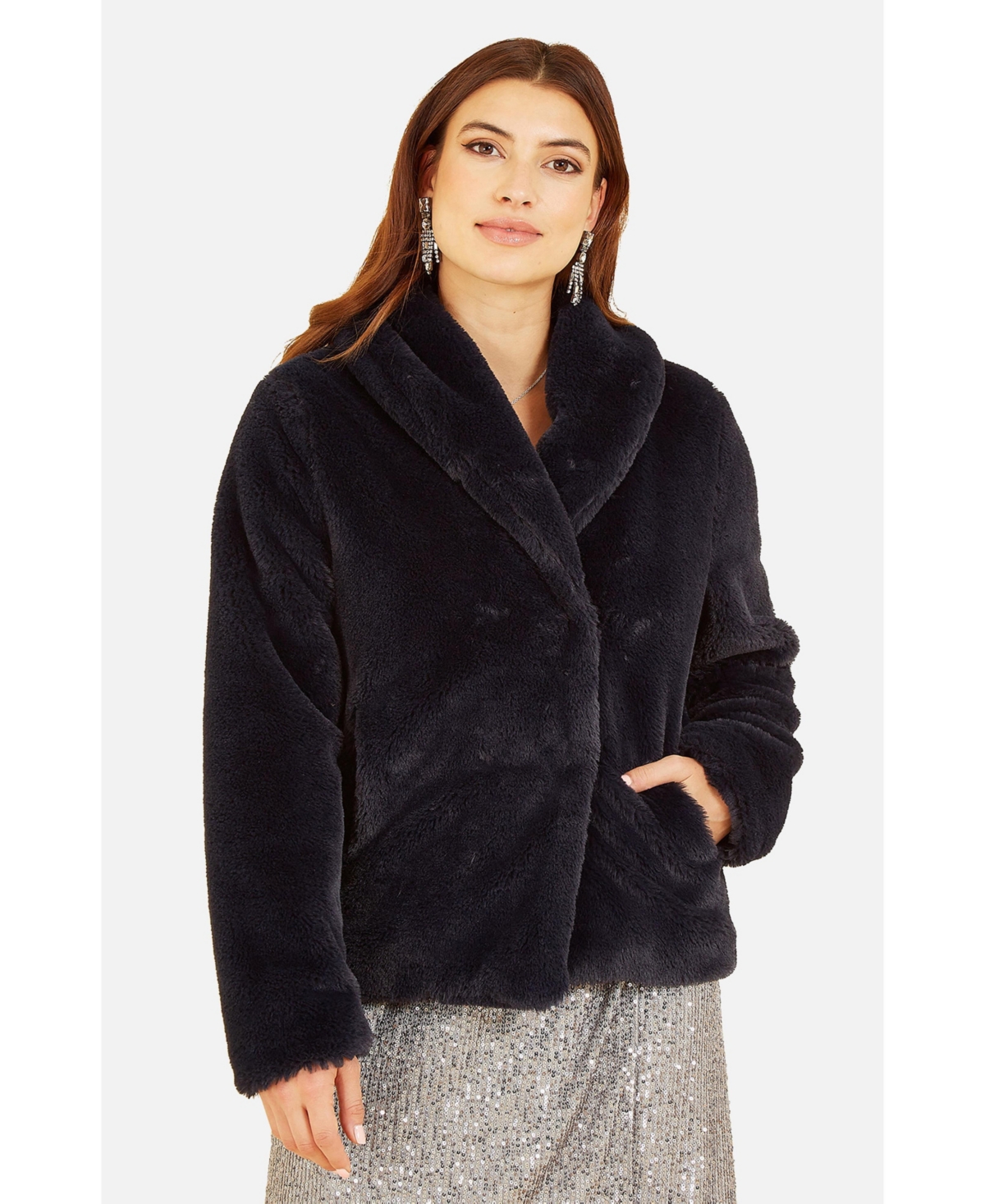 Yumi Women's Stylish Faux Fur Wrap Coat for Special Occasions
