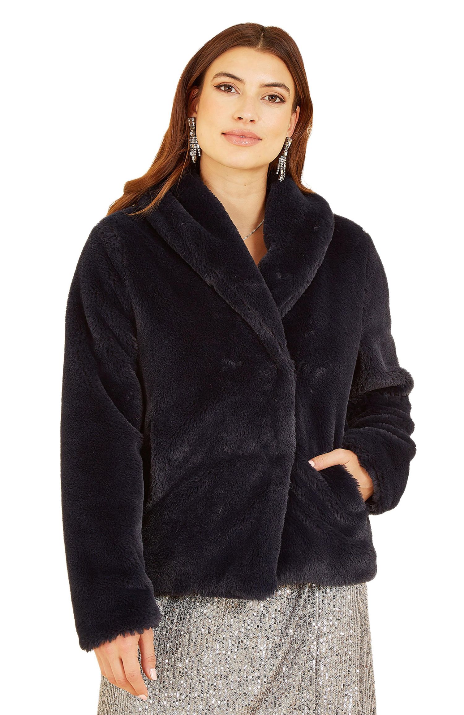 Women's Short Wrap Faux Fur Coat