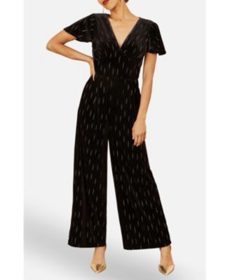 Women's Foil Print Velvet Jumpsuit