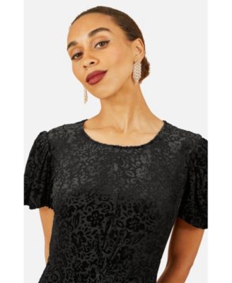 Women's Velvet Twist Waist Midi Dress