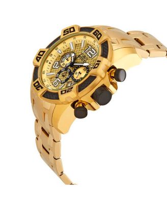 Men's Quartz Chronograph Pro Diver Watch – Gold Strap, Round Case Diameter 48mm