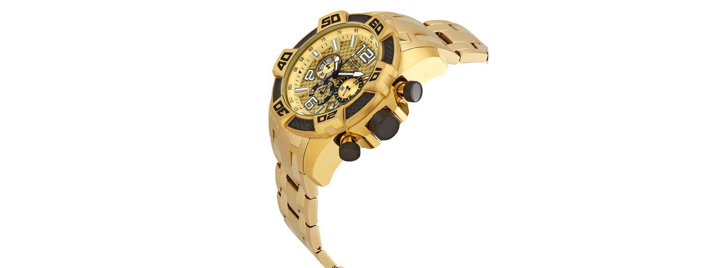 Мужские часы Invicta Quartz Chronograph Pro Diver - Gold Strap, Round Case Diameter 48mm, цвет: Золотой — фото 2