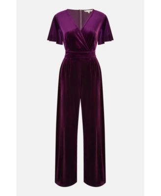 Women's Angel Sleeve Velvet Jumpsuit