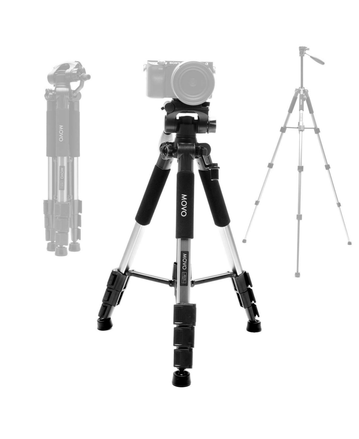 Movo Mv-T5 Full-Size Aluminum Tripod with Video Pan Head
