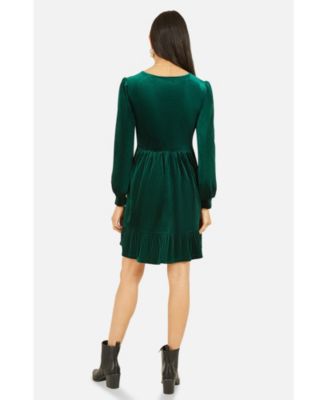 Women's Velvet Long Sleeve Skater Dress