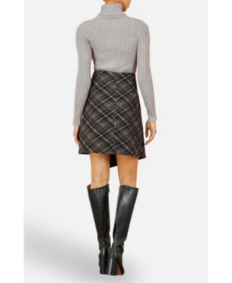 Women's Check Wrap Skirt With Buckle