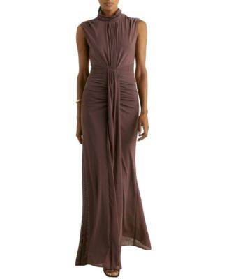 Women's Sheer Ruched Maxi Dress