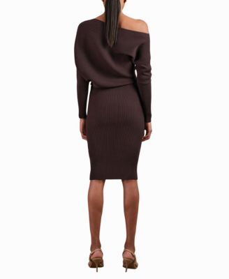 Women's Off-The-Shoulder Ribbed Midi Dress