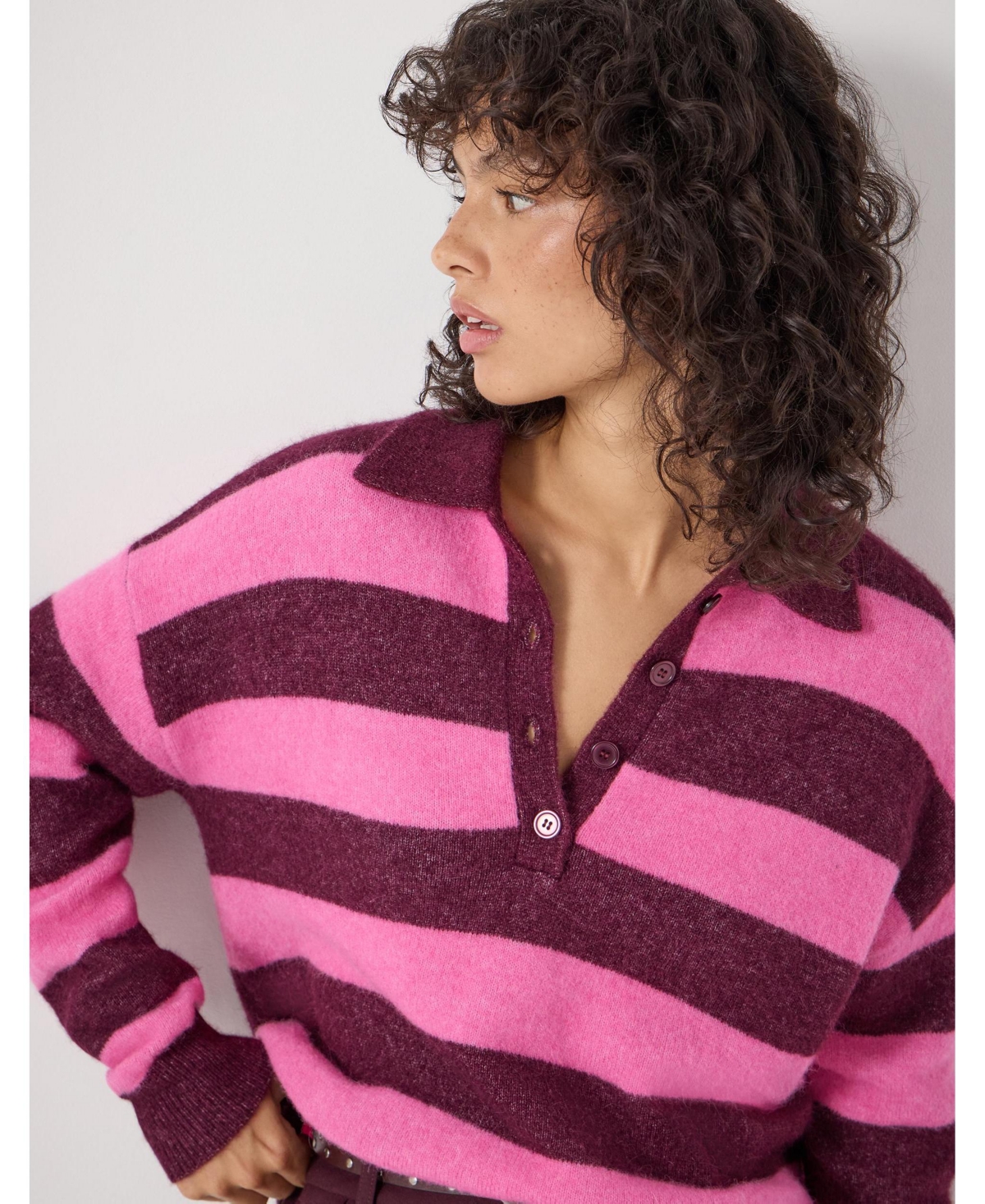 Hush Women's Drew Wool Blend Relaxed Rugby Sweater