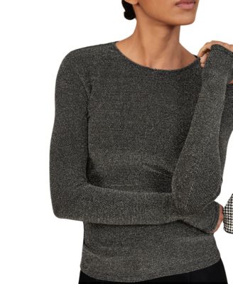 Women's Metallic-Knit Long-Sleeve Top