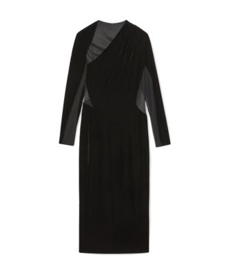 REISS - Women's Velvet Sheer-Panel Cut-Out Midi Dress