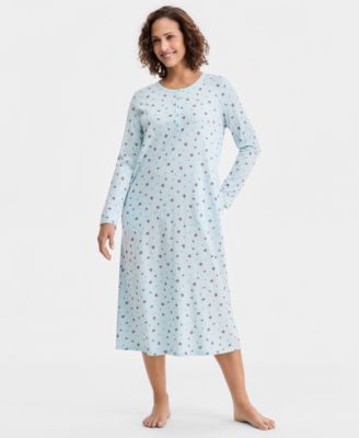 Women's Cotton Long-Sleeve Nightgown, Created for Macy's