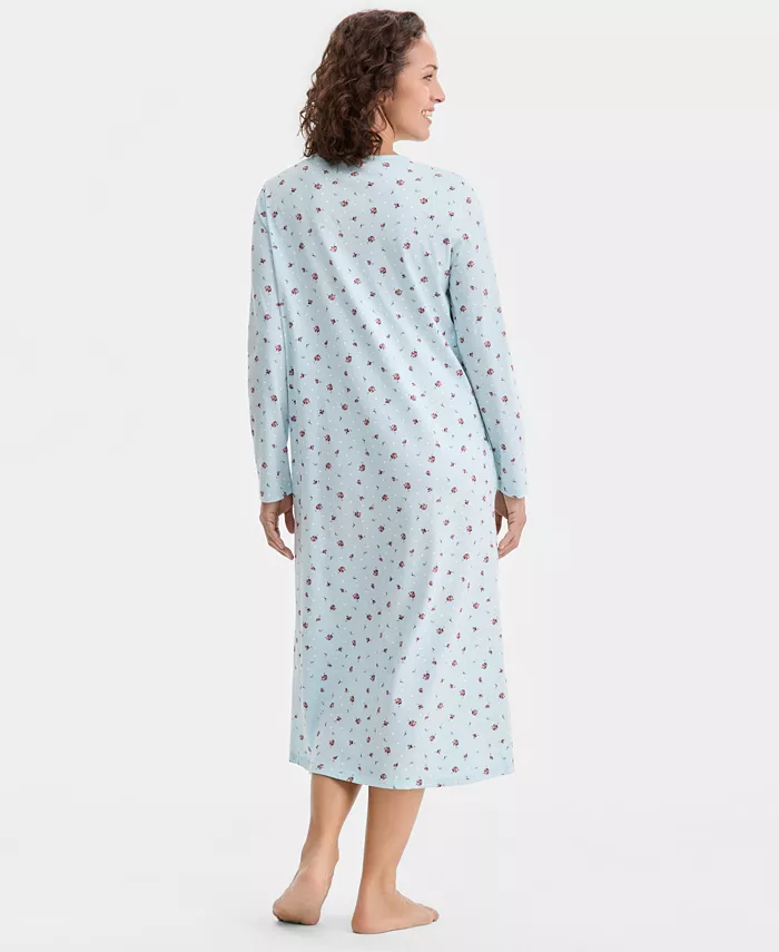 Women's Cotton Long-Sleeve Nightgown - thumbnail 2