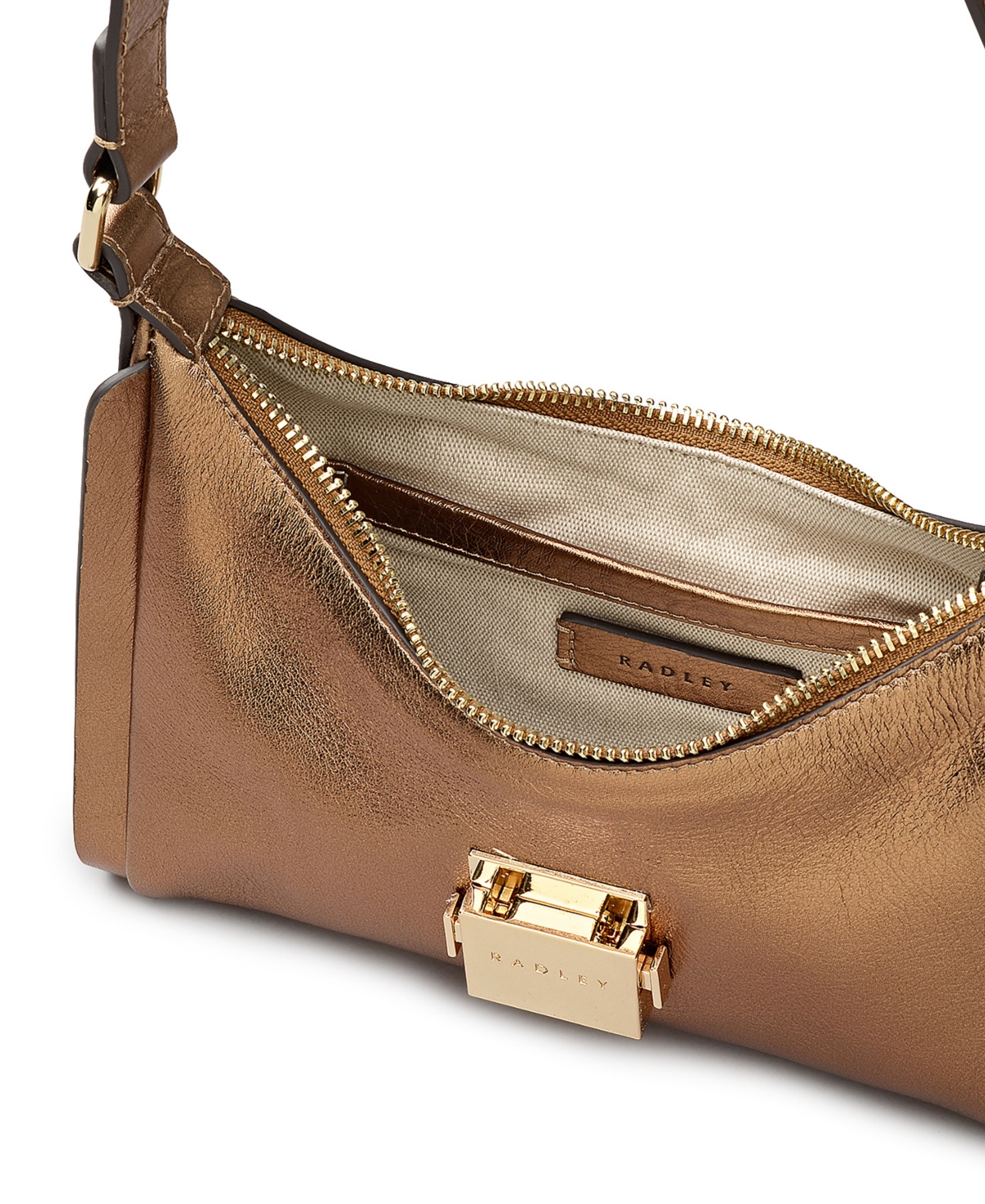 Radley London Sloane Mews Metallic Small Zip Top Shoulder Bag In Gold