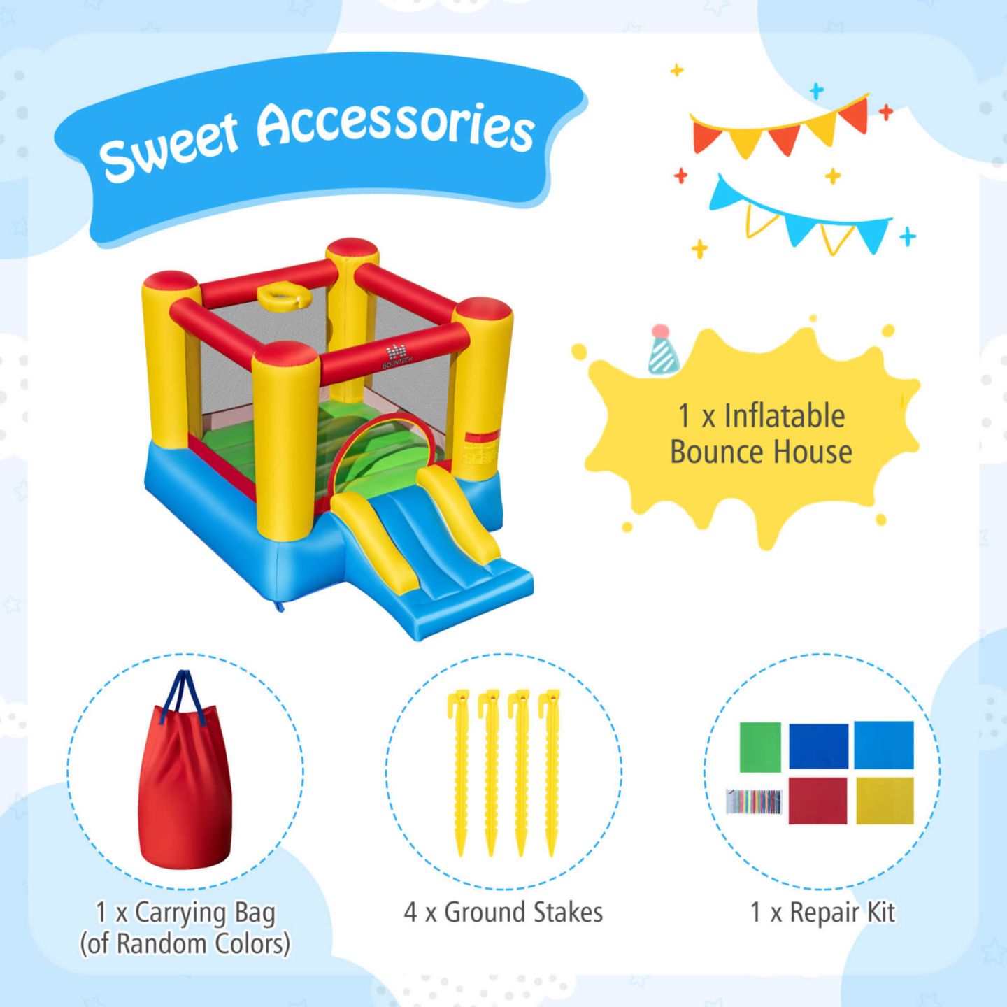 Детская игрушка Costway Inflatable Bouncer Kids Slide Bounce House for Indoor Outdoor without Blower — фото 9