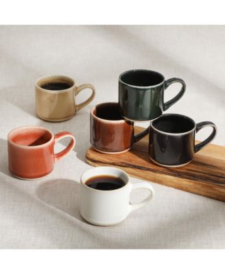 Espresso Whims 6 Piece 4 OZ Reactive Glaze Espresso Cup Set