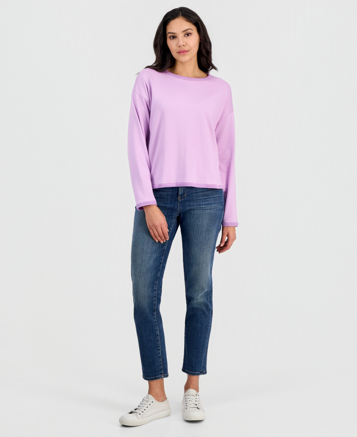 Eileen Fisher Women's Round Neck Cropped Box Top
