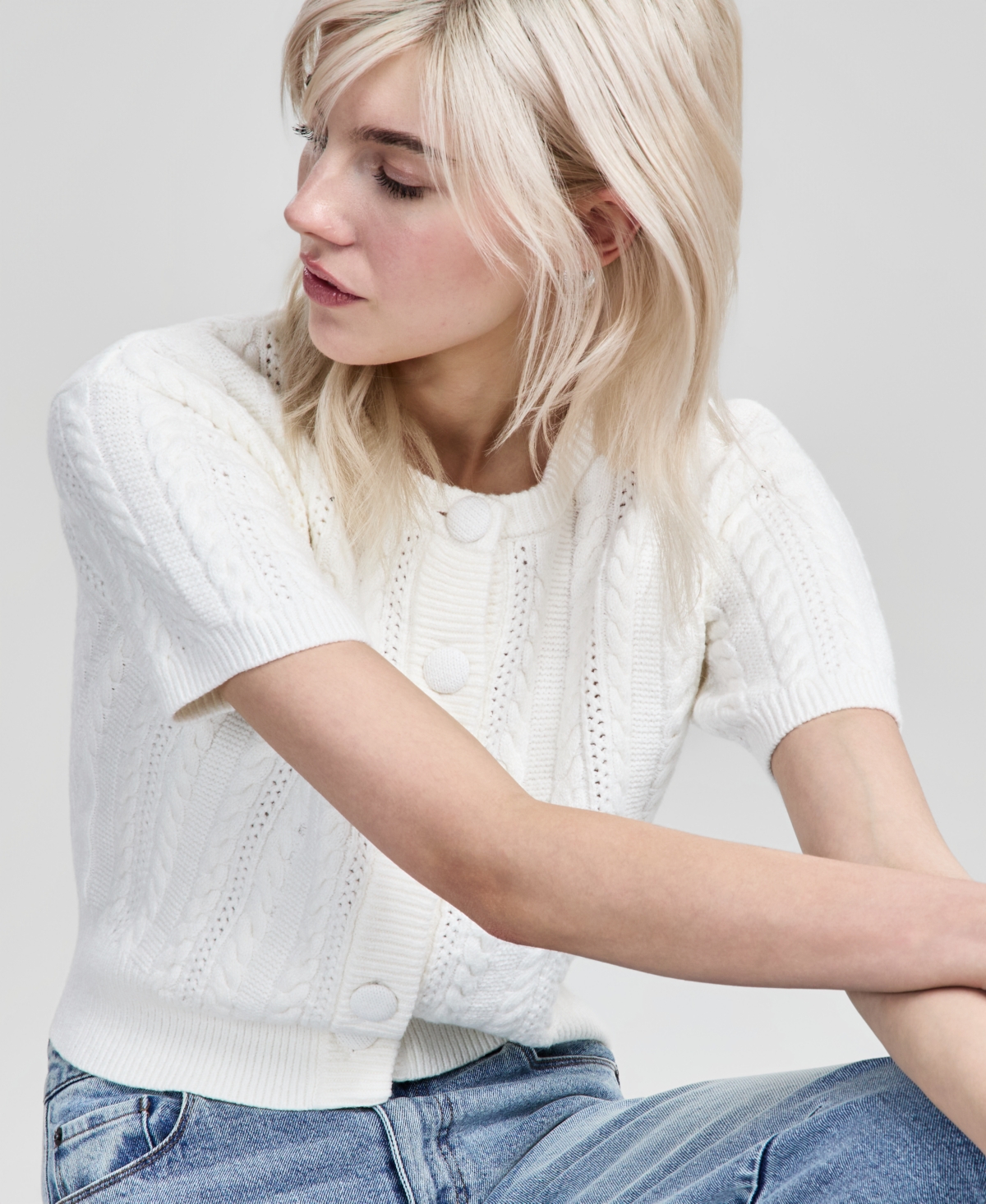 And Now This Women's Cable-Knit Short-Sleeve Cardigan, Macy's Exclusive