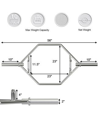 56 Inch Olympic Hexagon Deadlift Trap Bar with Folding Grips Powerlifting