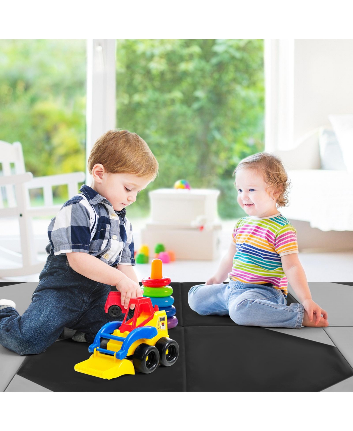 Skonyon 10 Feet x 4 Feet x 2 Inch Folding Exercise Mat with Hook and Loop Fasteners