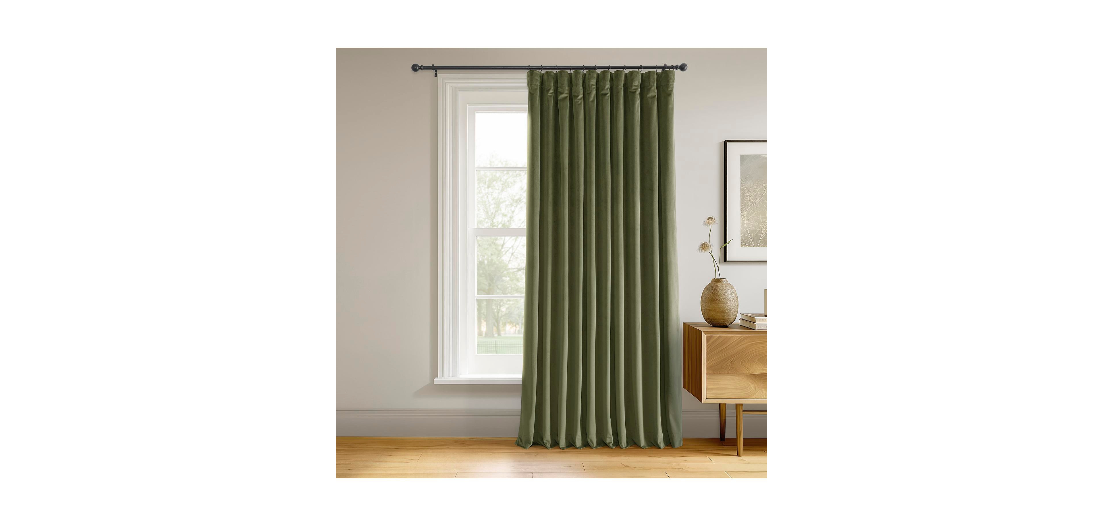 Half Price Drapes Hunter Green Signature Extra Wide Velvet Blackout Curtain