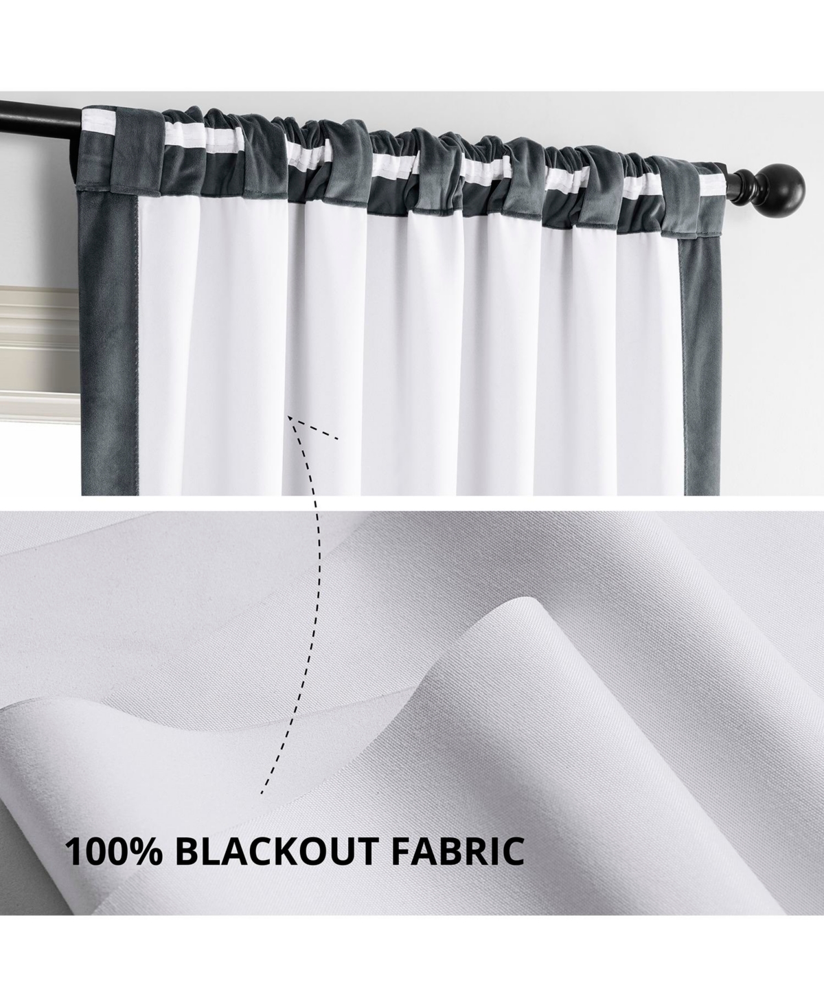 Half Price Drapes Distance Blue Grey Signature Velvet Blackout Curtain