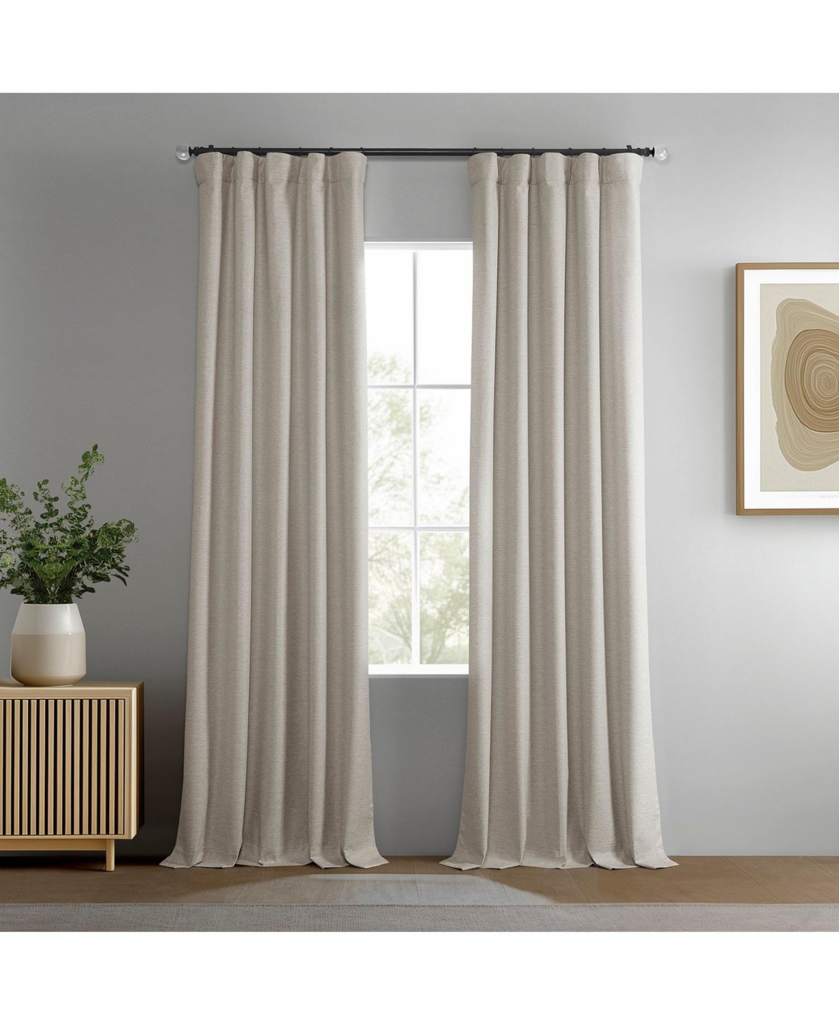 Half Price Drapes Boho Chic Faux Linen Blackout Curtain Pair (2 Panels