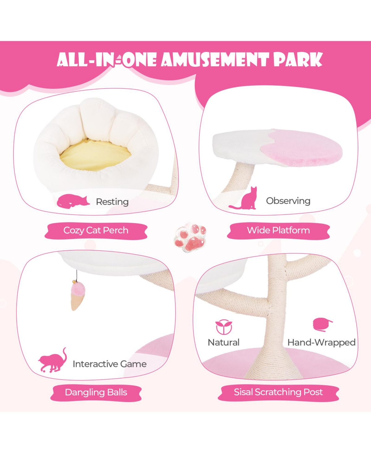 Skonyon Multi-Layer Cat Tree Cat Tower with 2 Cat Perches 2 Platforms