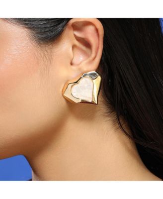 Women's The Coeur-Edge Stud Earrings - California Gold