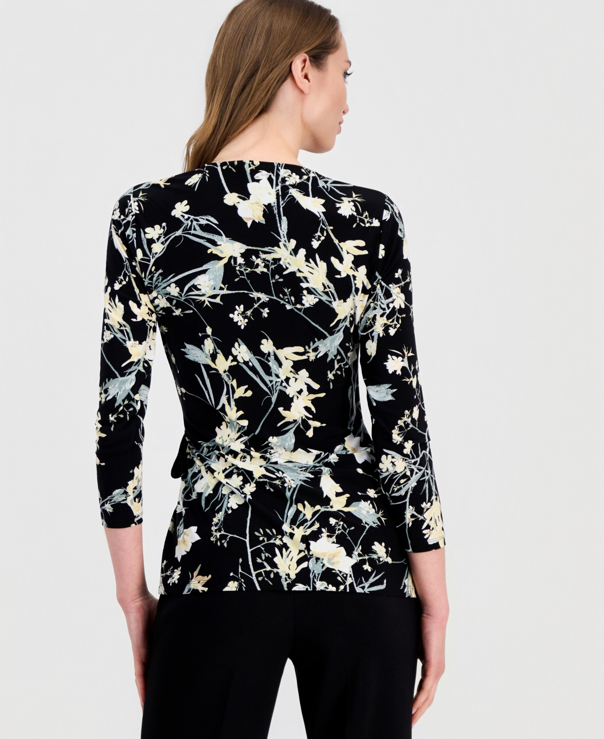 Anne Klein Women's Printed Tie-Front Wrap Top