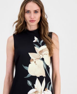 Women's Sleeveless Mock-Neck Sheath Dress