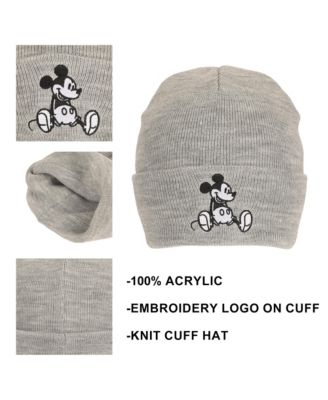 Men's Mickey Mouse Embroidery Acrylic Knit Standard Cuff Beanie