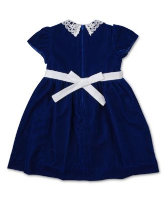 Toddler Girls Velvet Dress With Lace Collar