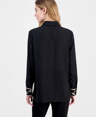 Women's Floral-Print Button-Front Blouse