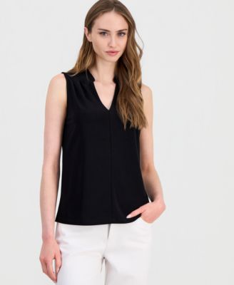 Women's V-Neck Collared Sleeveless Top