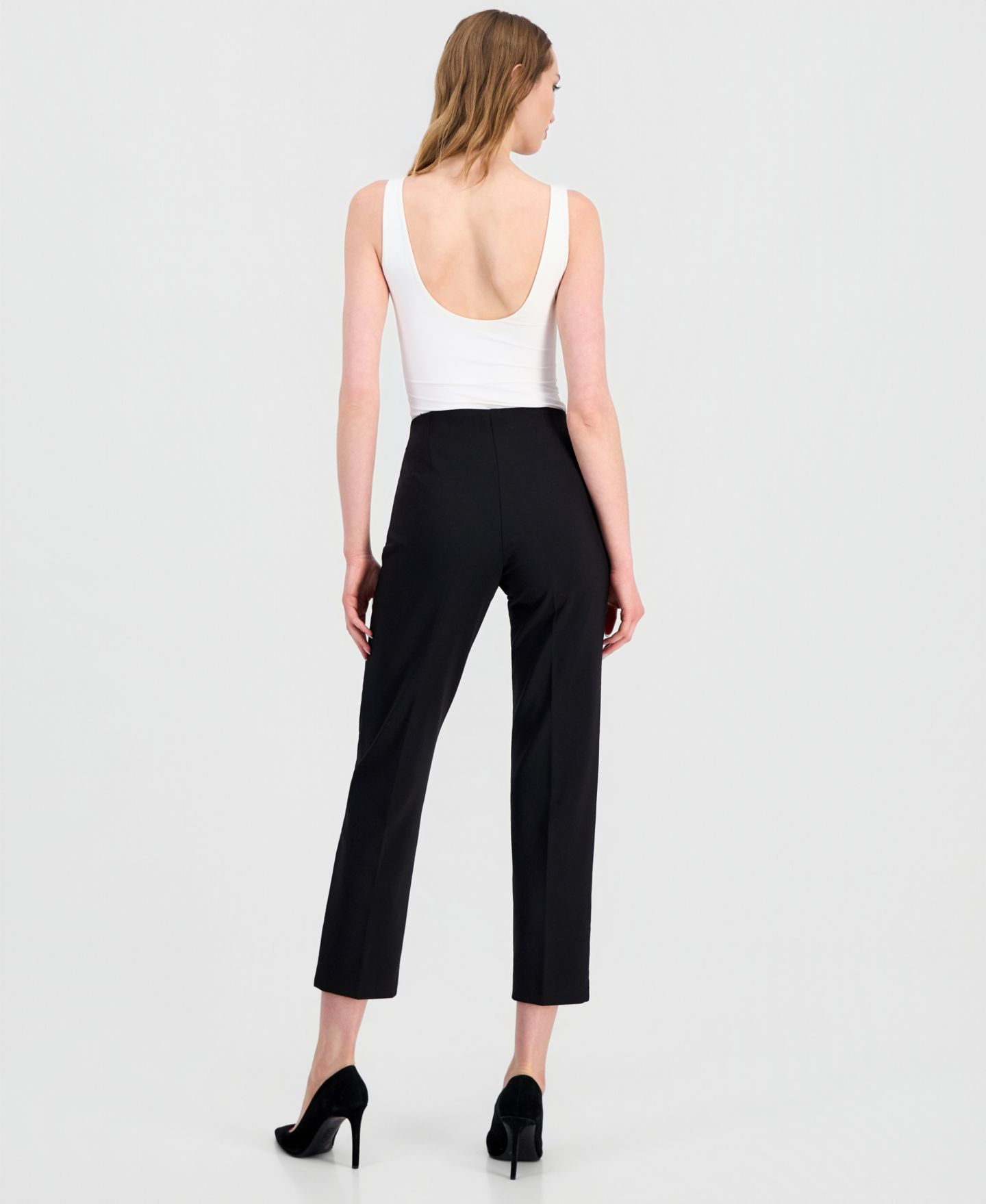 Женские брюки Anne Klein Hollywood-Waist Straight Ankle, цвет: Чёрный — фото 4