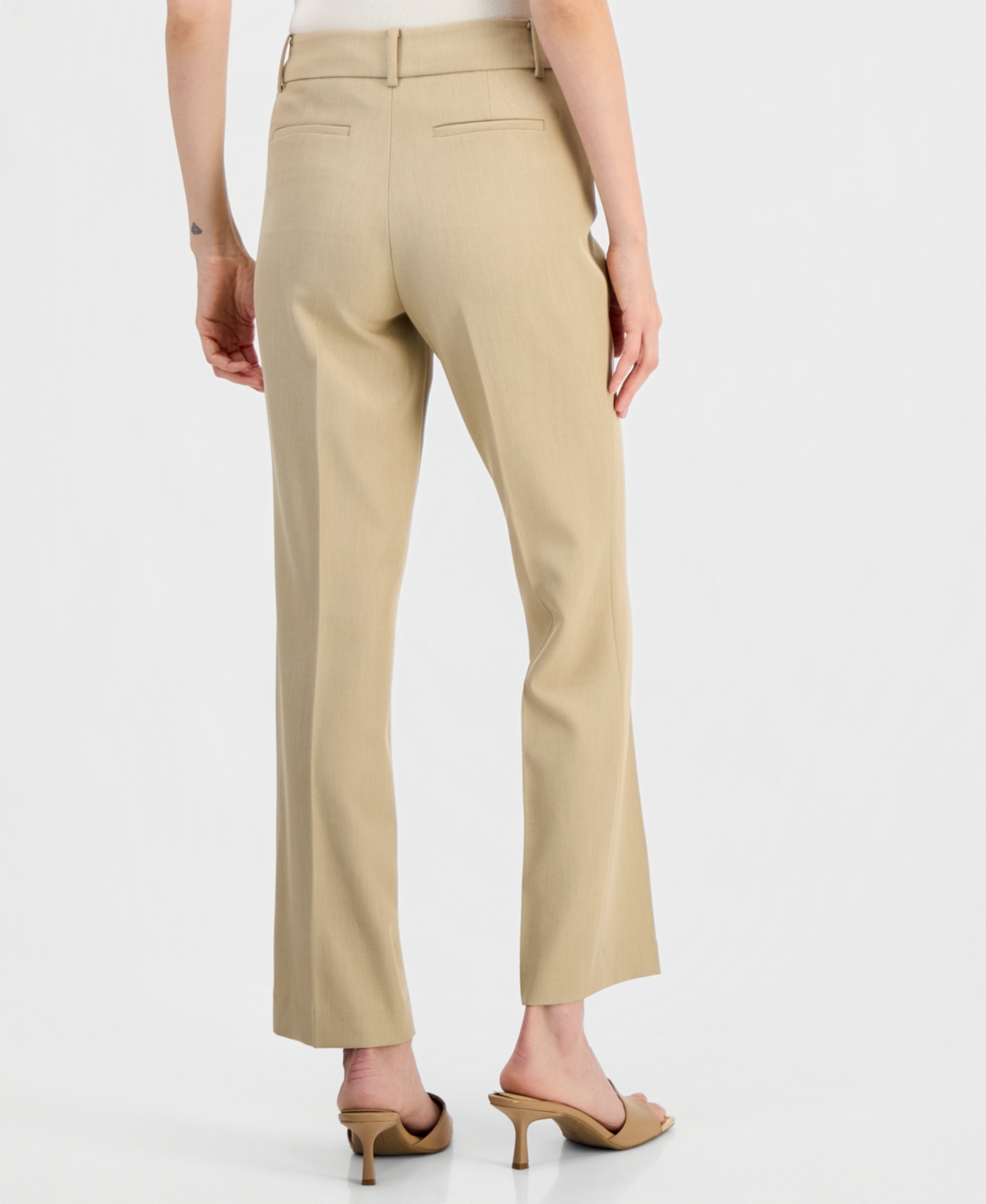 Anne Klein Women's Mid-Rise Press-Pleat Bootcut Pants