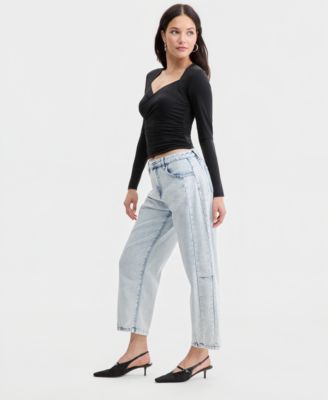 Women's Acid-Wash Barrel Jeans, Macy's Exclusive