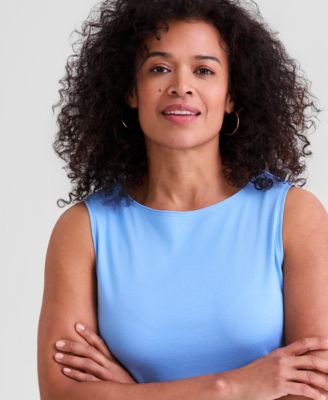 Women's Cotton Boat-Neck Sleeveless Top, Created for Macy's