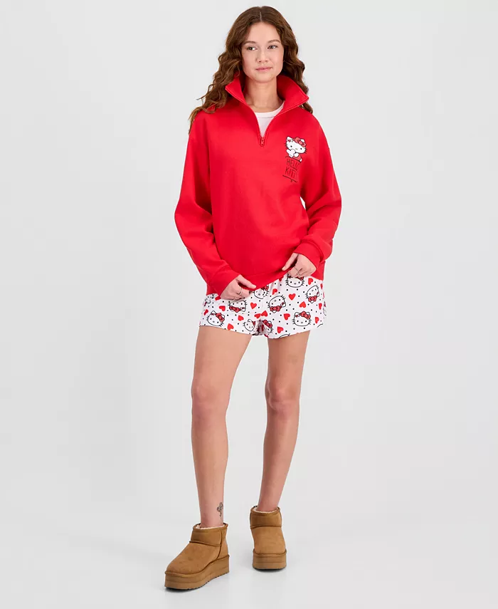 Juniors' Hello Kitty Valentine's Day Quarter-Zip Fleece Sweatshirt - thumbnail 3
