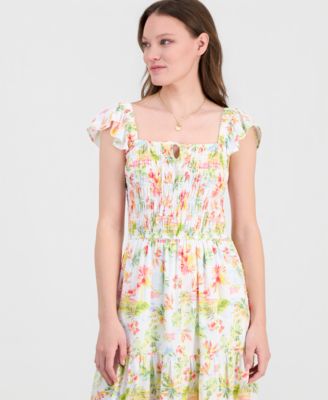 Juniors' Sleeveless Floral Midi Dress