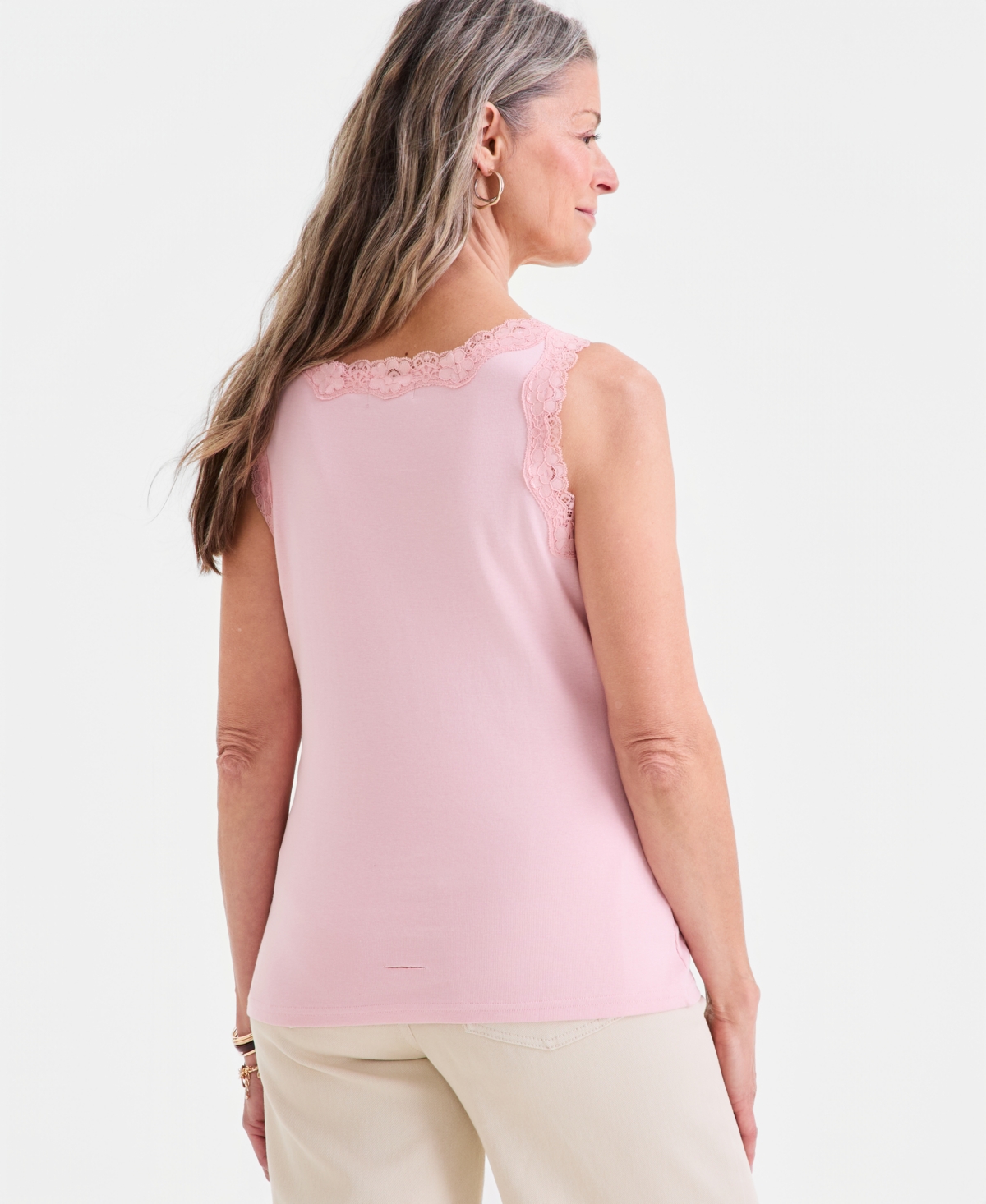 Style & Co Women's Lace-Trim Cotton Tank Top