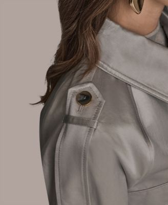 Women's Collared Front Zip Belted Jacket