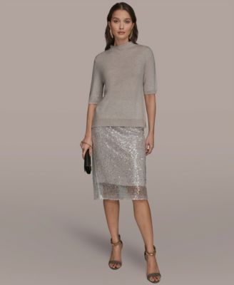 Women's Short-Sleeve Mock Neck Sweater