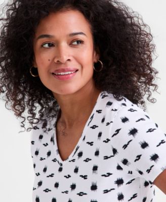 Women's Cotton Short-Sleeve Scoop-Neck Top, Exclusively at Macy's